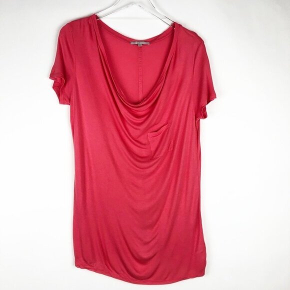 Gap Tee Women's Size Medium Deep Guava Short Sleeve Cowl Neck Pocket T-Shirt - Picture 1 of 10